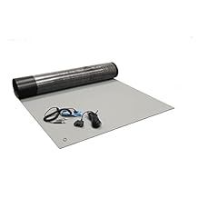 Rubber ESD Anti-Static HIGH Temperature Soldering MAT KIT-36" X 36" (3' x 3') - 0.08" Thick- with Dual Point and Wrist Strap-Gray