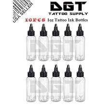 DGT Clear Plastic 1oz عبوات حبر الوشم الفارغة 10 قطع غطاء تويست أسود