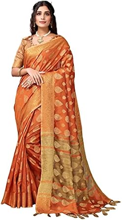 Women's Tassel & Self Woven Cotton Silk Saree with Unstitched Blouse Piece-5162