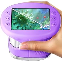 Odatay 4K 1000X Digital Microscope for Kids with Long Distance Viewing & 2.4" Screen, Portable Handheld Edu Toys for Kids Age 3-12 Exploring Bugs Plants at Home Classroom & Outdoor Travel, Purple