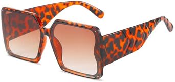 Square Large Frame UV Protection Sunshade for Men and Women Cute Wide Temples Sunglasses (Bean Flower Frame Upper Deep Tea Lower Light Tea)