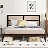 PVWIIK Full Size Rattan Bed Frame with Rattan Headboard & Storage Drawers,Solid Wood Foundation,Noise-Free, Easy Assemble,No Box Spring Needed,Natural