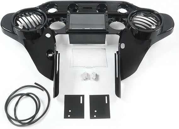 DIN Inner Fairing Front Batwing Fairing Fit for Harley Davidson Touring Electra Glide Street Glide Ultra FLHR 1998-2013 (Glossy Black)