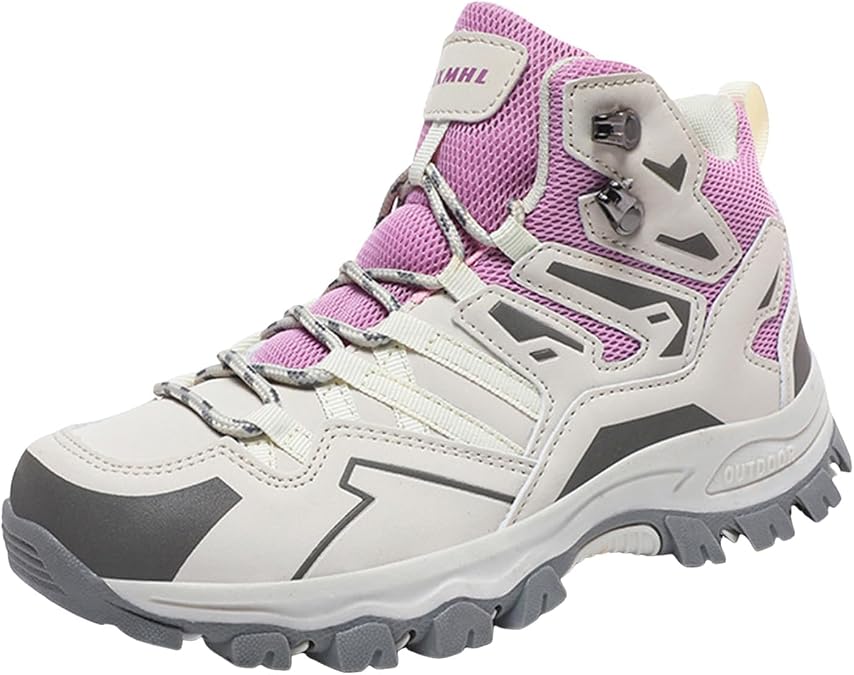 Waterproof Hiking Boots, Men Women Trekking Boots: High-Top Ankle-Support Lace-Up Boot - Waterproof Membrane-Gusseted Tongue | Non-Slip Lug Outsole | All-Season Lightweight Trail Hike/