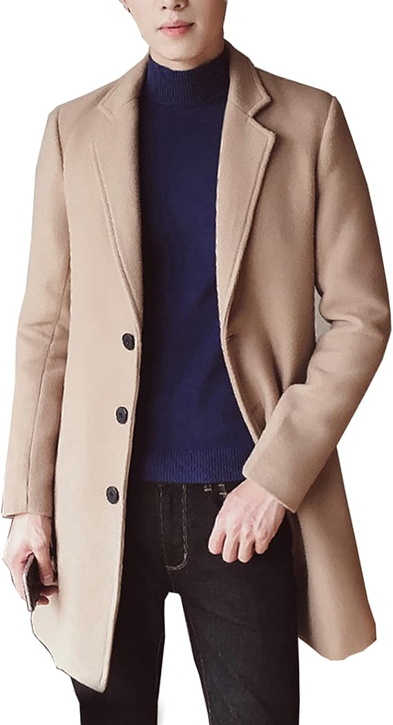 معطف ترنش رجالي بقصّة Slim Fit مع سترة ذات ياقة مدببة