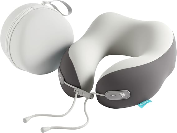 Travel Pillow with Cool Material,Neck Pillow for Traveling 100% Pure Memory Foam,Travel Neck Pillow with Hard Case, Airplane Pillow for Traveling,Travel Essentials (Grey)