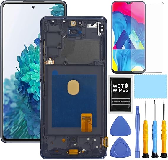 طقم استبدال شاشة AMOLED لهاتف Samsung Galaxy S20 FE 5G - محول رقمي لشاشة LCD تعمل باللمس - SM-G781U1DS G781A G781W G781V - 6.5 بوصة أسود مع إطار