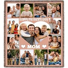 Personalized Blankets with Photos Text Woven Photo Tapestry Throw Blanket Custom Blanket with Picture Name Customized Image Throws for Adults Customize Pictures Collage Tapestry for Mom Grandma Wife
