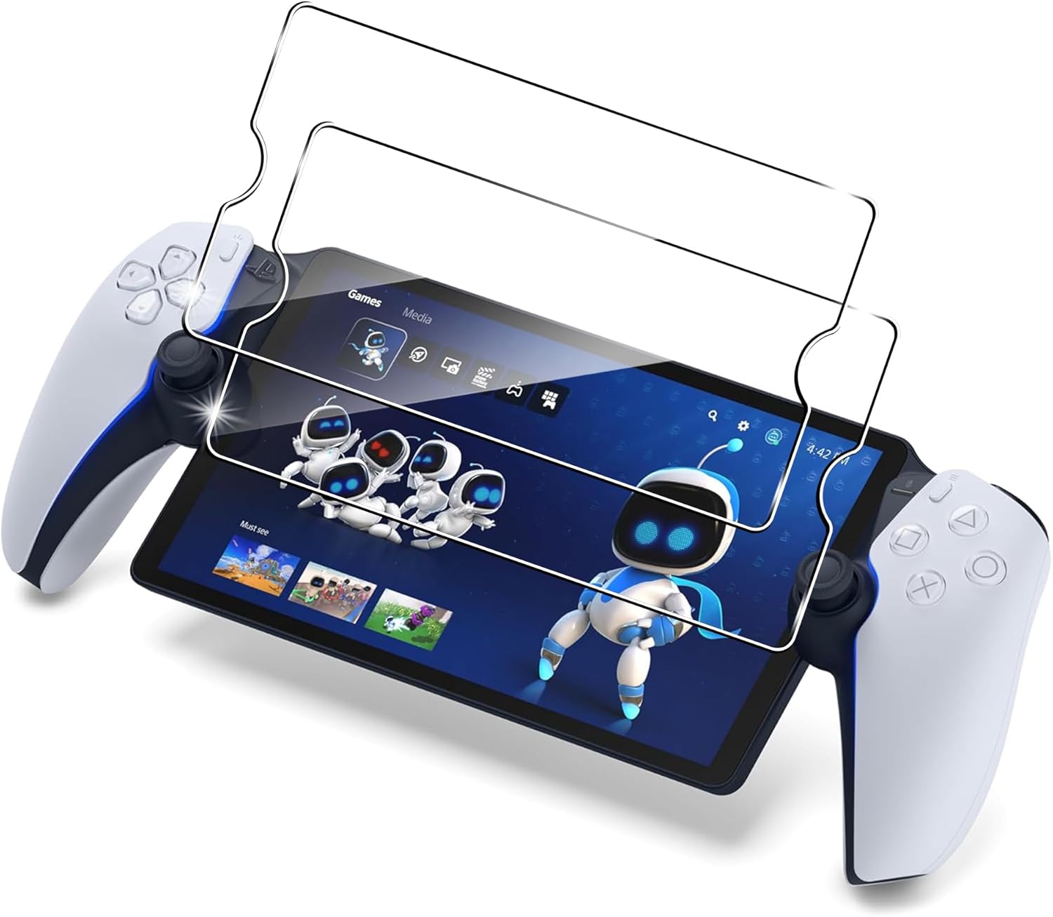 FDHYFGDY Sony PS5 Playstation Portal için Ekran Koruyucu Folyo Sert Cam 2 Adet [2 Adet] Sertlik Derecesi 9H, Çizilmez, Kabarcıksız, Parmak İzi Tutmaz, HD Koruma