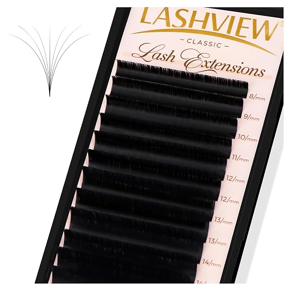 وصلات رموش LASHVIEW الكلاسيكية، وصلات رموش مختلطة 0.05 سم مكعب 8-16 مم، صواني رموش احترافية لوصلات الرموش (0.05 سم مكعب 8-16 مم)